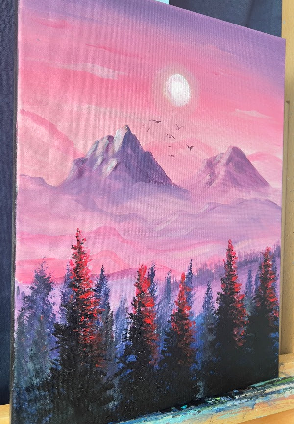side view of cotton candy sunset art