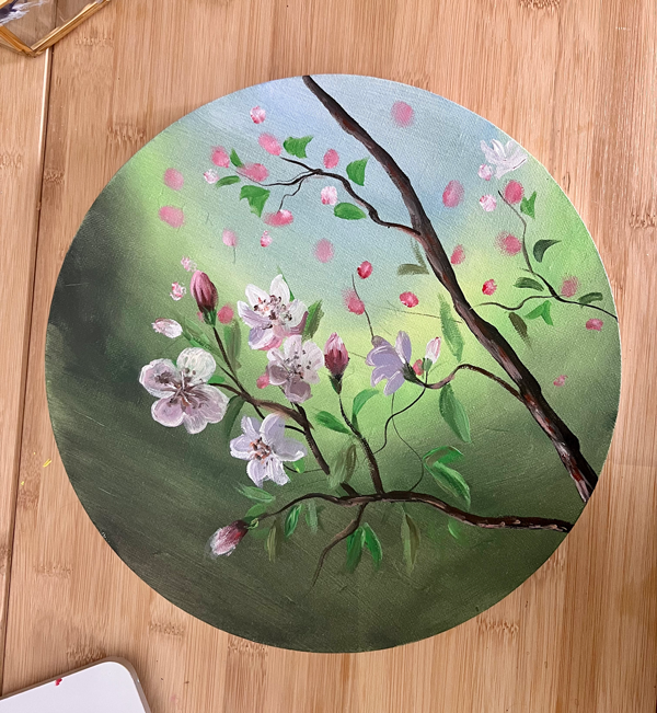 Cherry Blossom Branch Painting on a Round Canvas - A Serene Addition to Any  Room – SuzanQwqArt