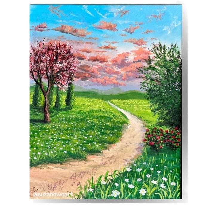 Pink Sunset Acrylic Painting – SuzanQwqArt