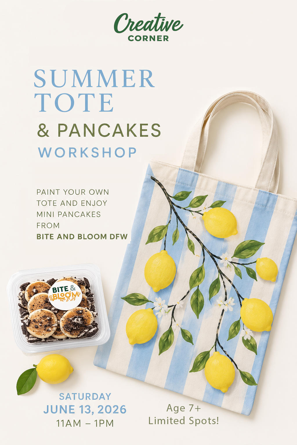 Summer Tote and Pancakes Workshop | June 13th 11AM-1PM