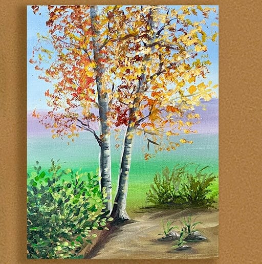 Yellow leaves on a tree painting