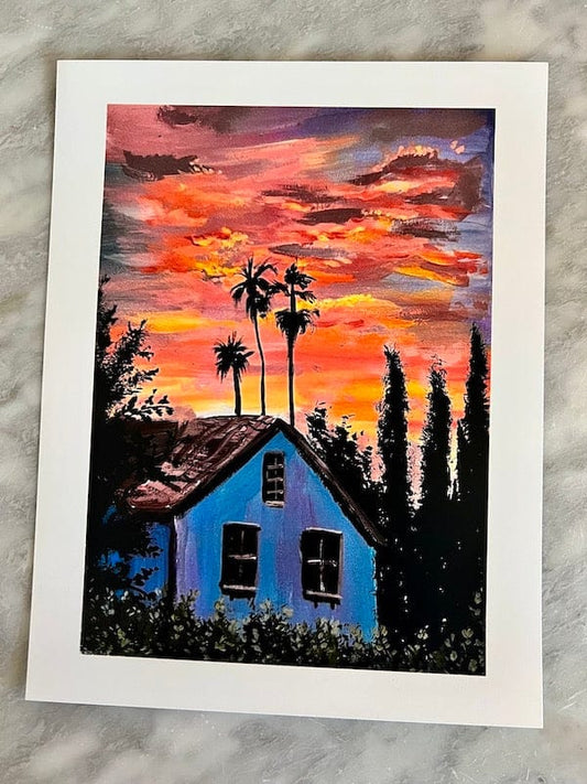 Vibrant sunset painting art print