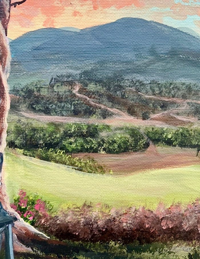 detailed background of a landscape painting