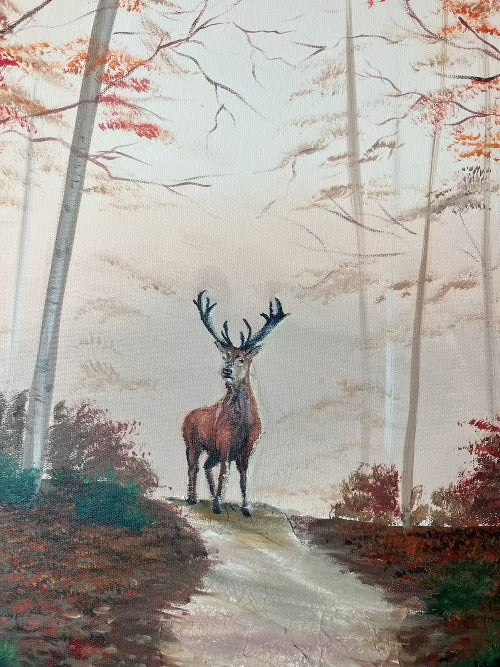 Original Acrylic Painting of a Reindeer in Autumn with Molding Paste  Texture – SuzanQwqArt