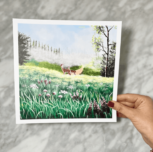 Deers in an enchanted forest art print