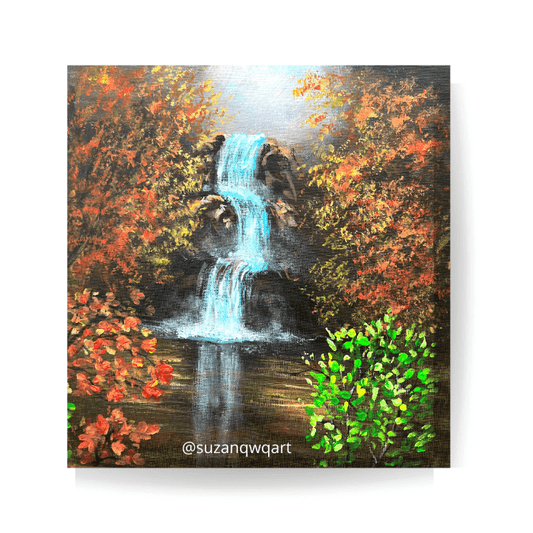 Waterfall reflection painting